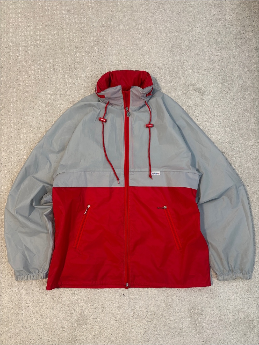 K-Way Red and Light Gray Colorblock Windbreaker